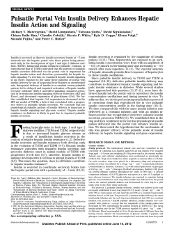 Pulsatile Portal Vein Insulin Delivery Enhances Hepatic