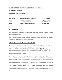 Khemlani Mart Limited and Kaymart Limited v Radio Jamaica