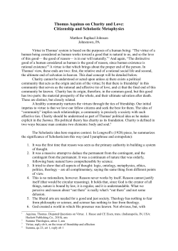 Thomas Aquinas on Charity and Love: Citizenship