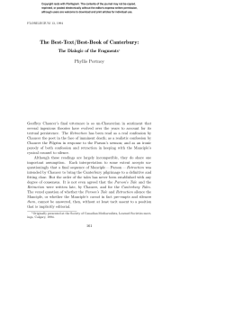 The Best-Text/Best-Book of Canterbury: