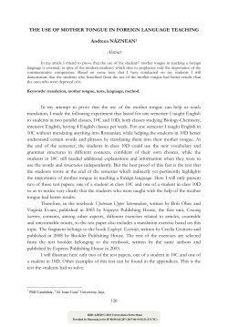 The Use of Mother Tongue in Foreign Language Teaching