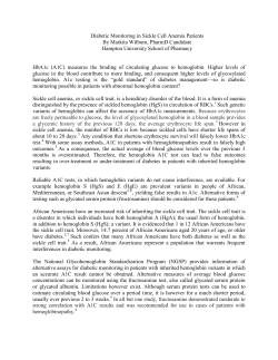 Diabetic Monitoring in Sickle Cell Anemia Patients By Markita