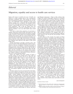 Editorial Migration, equality and access to health care services