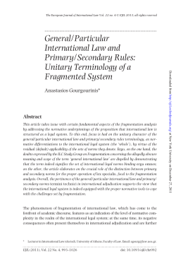 General/Particular International Law and Primary/Secondary