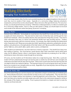Studying - Patrick Henry Community College