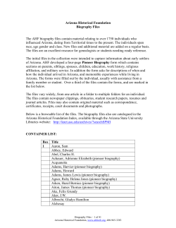 Arizona Historical Foundation Biography Files The AHF biography