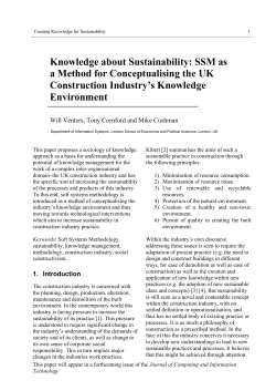 Knowledge about Sustainability: SSM as a Method for