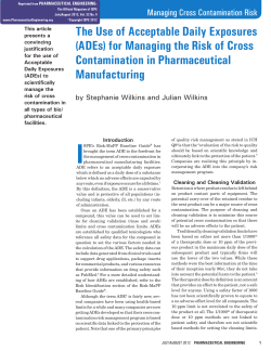 The Use of Acceptable Daily Exposures (ADEs) for Managing