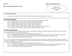 Grade: 11 Suggested Time Frame: MP4 Unit 4: Finding Meaning in