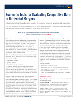 Economic Tools for Evaluating Competitive Harm in Horizontal