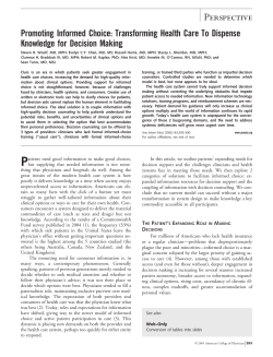 Promoting Informed Choice-Transforming Health Care To Dispense