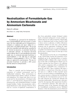 Neutralization of Formaldehyde Gas by Ammonium Bicarbonate and