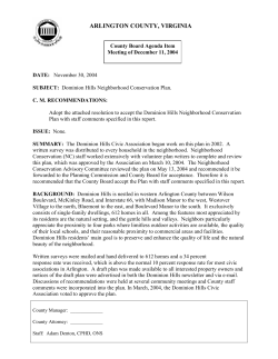 acceptance of the Dominion Hills Neighborhood Conservation Plan