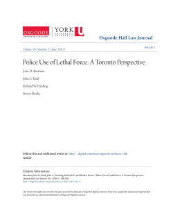 Police Use of Lethal Force: A Toronto Perspective