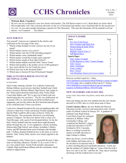 CCHS Chronicles - Catholic Central High School