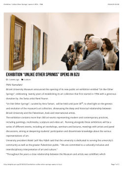 Exhibition &ldquo;Unlike Other Springs&rdquo; opens in BZU &ndash; PNN