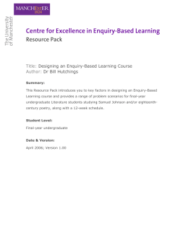Designing an Enquiry-Based Learning Course