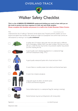 Walker Safety Checklist - Tasmania Parks and Wildlife
