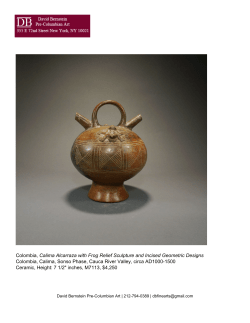 Colombia, Calima Alcarraza with Frog Relief Sculpture and Incised