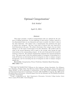 Optimal Categorization - Stony Brook Center for Game Theory