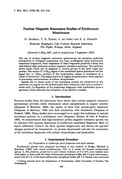 Nuclear Magnetic Resonance Studies of Erythrocyte Membranes