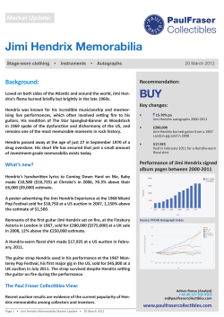 Jimi Hendrix Memorabilia - Paul Fraser Collectibles