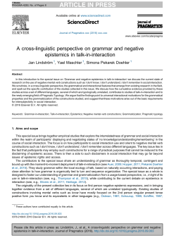A cross-linguistic perspective on grammar and negative