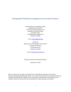 Demographic Dividends and Aging in Lower