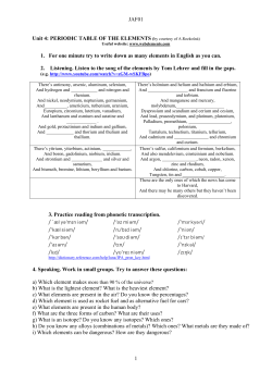 LESSON4: PERIODIC TABLE OF THE ELEMENTS (by