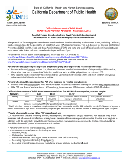 CDPH Hepatitis A Outbreak linked to Frozen Strawberries