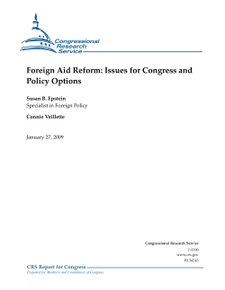 Foreign Aid Reform: Issues for Congress and Policy Options