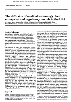 The diffusion of medical technology: free enterprise and regulatory
