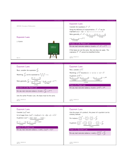 Exponent Laws Exponent Laws Exponent Laws