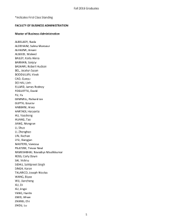 Fall 2016 Graduates *Indicates First Class Standing FACULTY OF