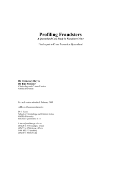 Profiling fraudsters - Australian Institute of Criminology