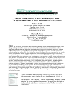 Adopting &ldquo;design thinking&rdquo; in novice multidisciplinary teams: