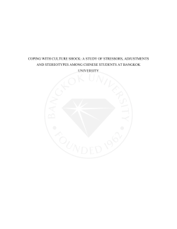 coping with culture shock: a study of stressors, adjustments and