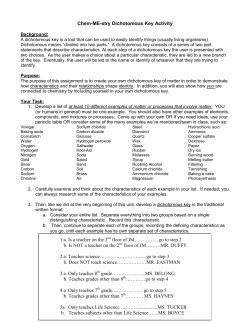 Chem-ME-stry Dichotomous Key Activity 1.a. Is a