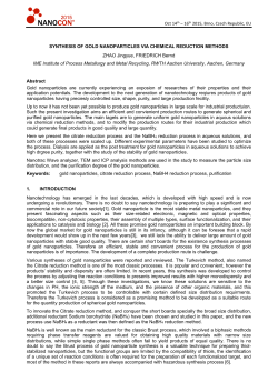 Synthesis of Gold Nanoparticles via Chemical Reduction Method