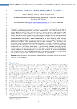 Ecosystem Services: Exploring a Geographical Perspective