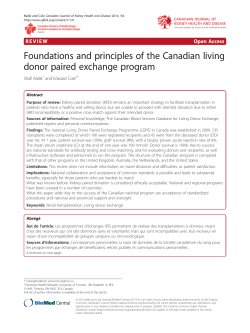 Foundations and principles of the Canadian living donor paired