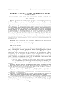 Black-Box Cnstructions of Protocols for Secure