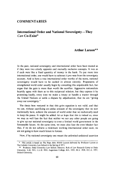 International Order and National Sovereignty - They Can Co