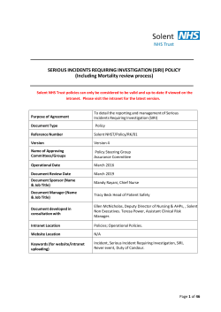 SERIOUS INCIDENTS REQUIRING INVESTIGATION (SIRI) POLICY