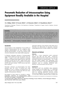 Pneumatic Reduction of Intussusception Using Equipment Readily