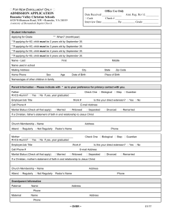 enrollment application - Roanoke Valley Christian Schools