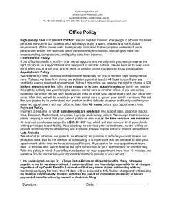 Office Policy - Captivating Smiles