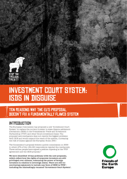 Investment Court system: ISDS in dISguISe