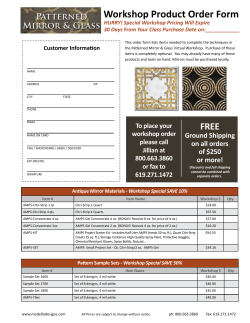 Workshop Product Order Form