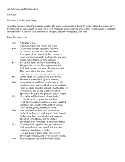 AP Literature and Composition Mr. Cano Paradise Lost Analysis